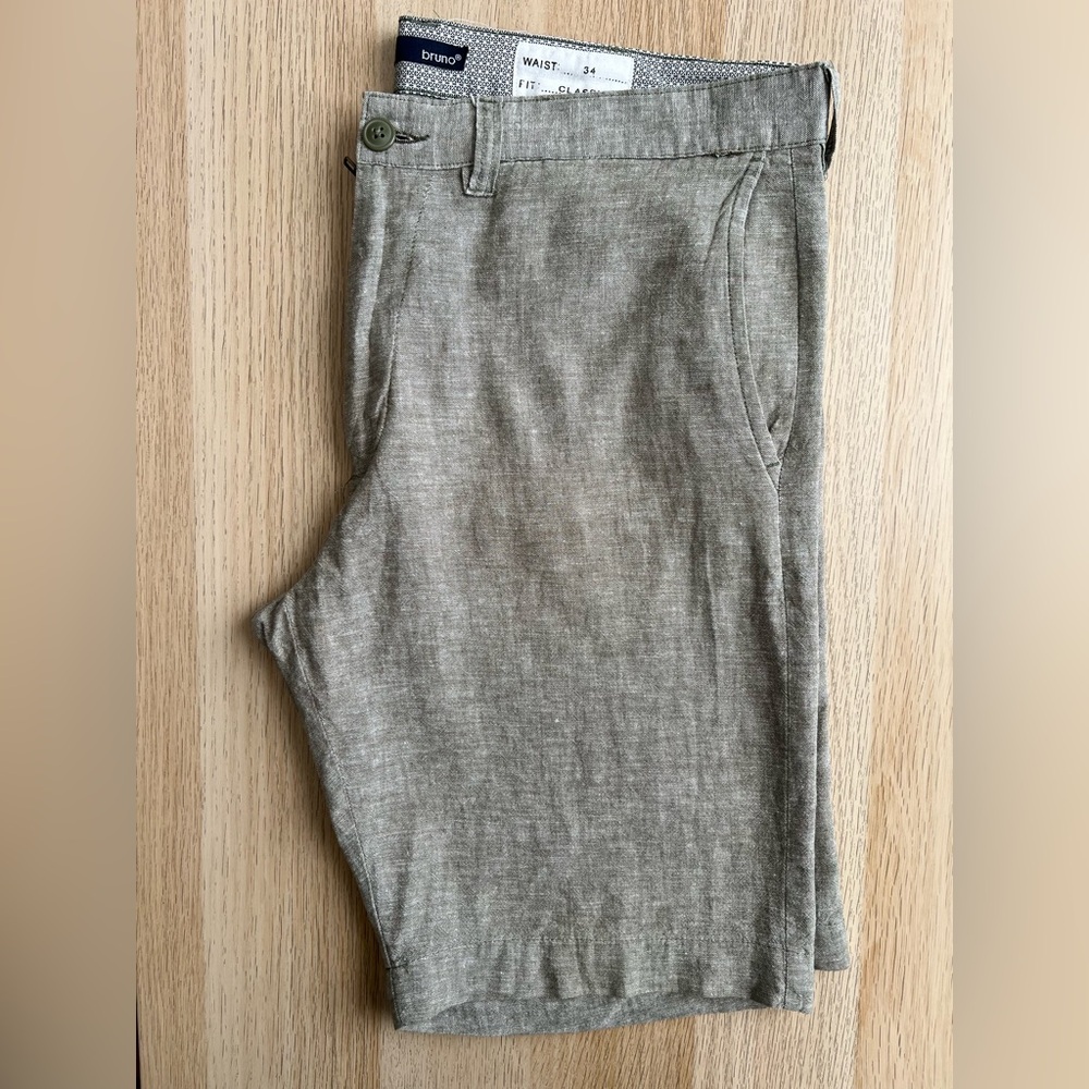 Bruno Washable Linen Blend Shorts Men’s 34 Classic Fit Gray - Picture 10 of 13